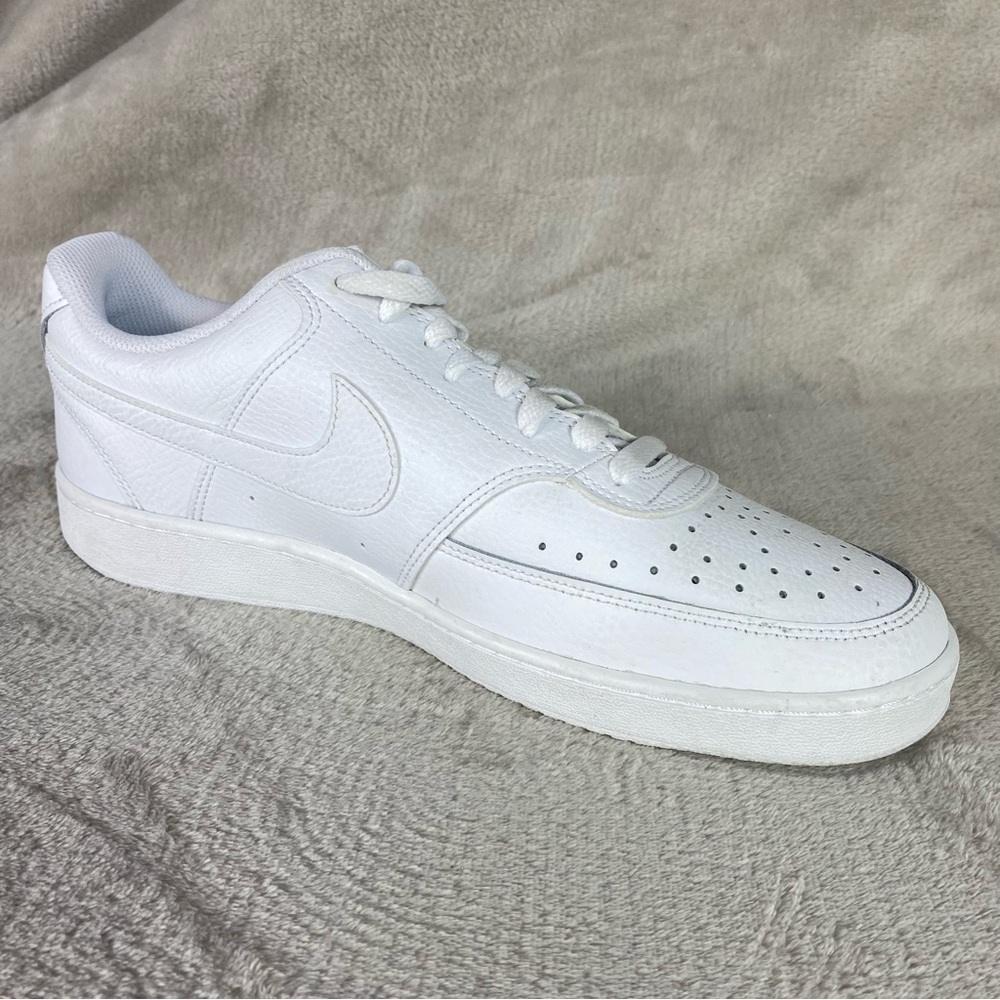 Nike Court Vision Next Nature Mens Sneakers Shoes 11 Triple White Leather NEW - Picture 4 of 10
